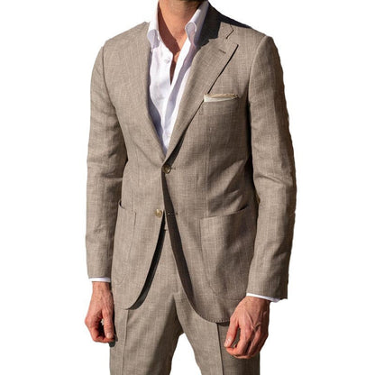 Herren Leinenanzug Slim Fit Streifen Sommer