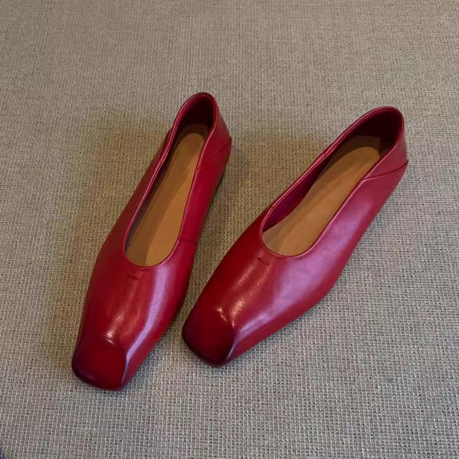 Damen Ballerinas Elegant Leder Braun Komfort - BerlinGlamour