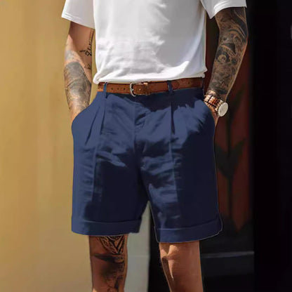 Herren Shorts Leinen Atmungsaktiv Mit Taschen Sommer
