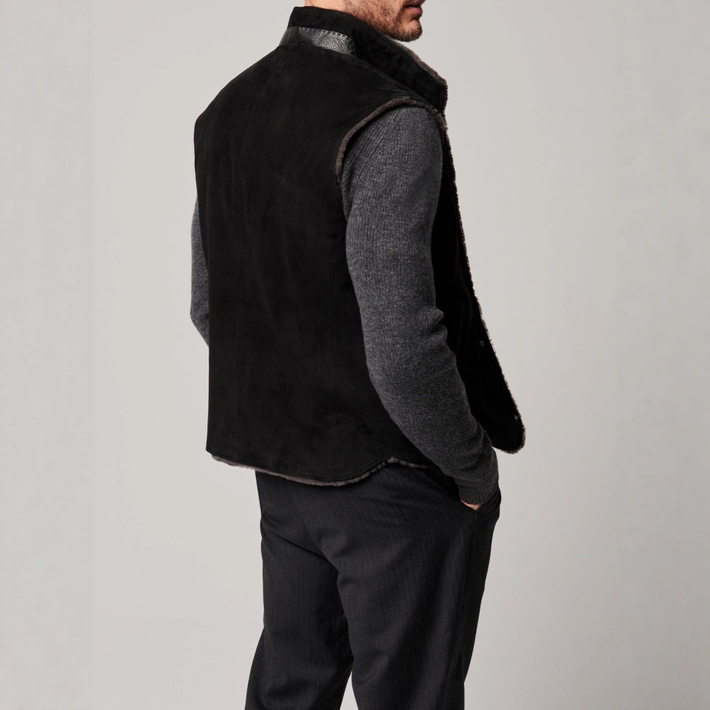 Herren Weste Wildleder Kuschelig Teddyfutter Warm