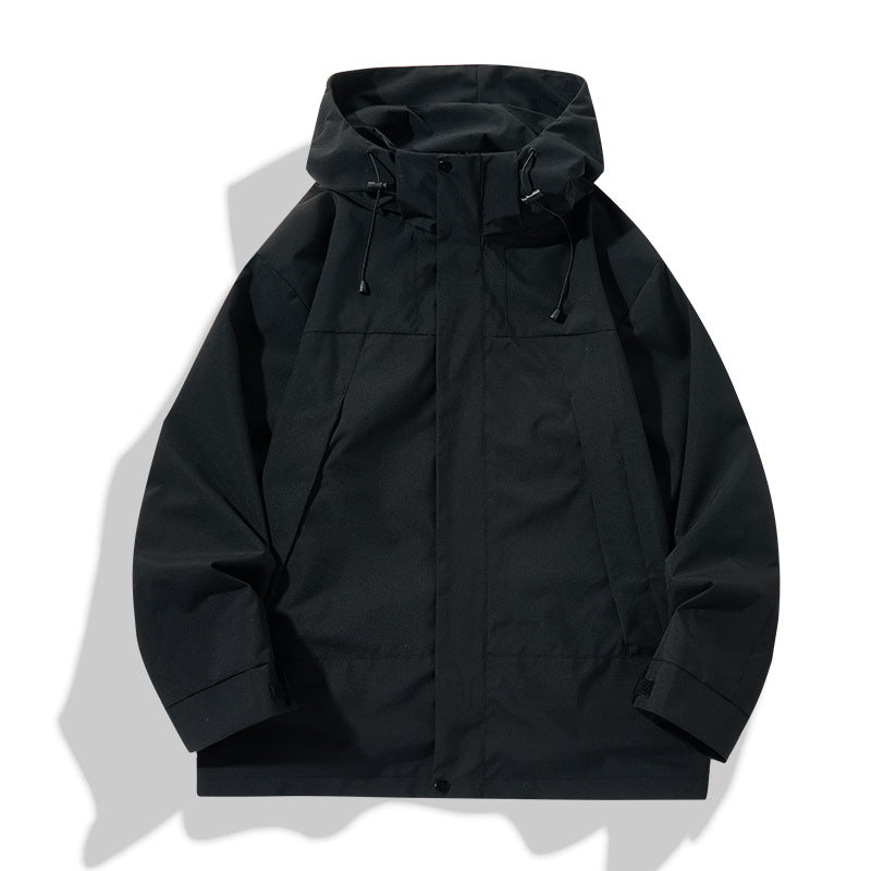 Wasserfeste Herren Windjacke Sportlich Schwarz