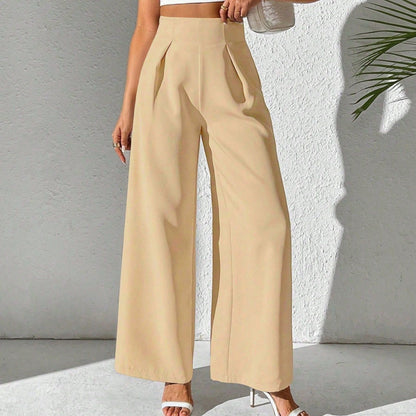 Damen Palazzo-Hose Weite Bein Hochtailliert Elegante Damenmode