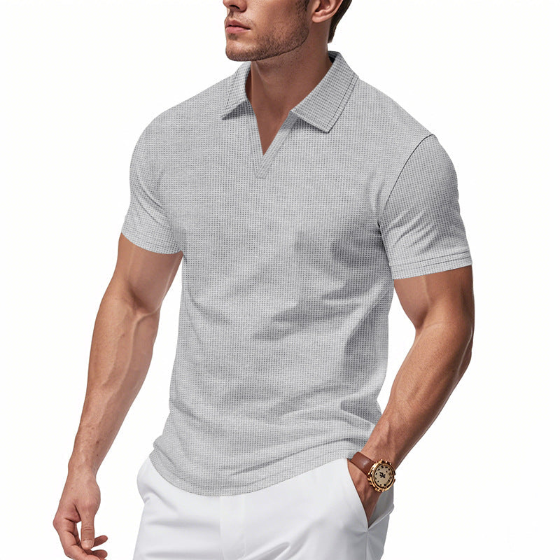 Herren Poloshirt Modern V-Ausschnitt Strukturiert