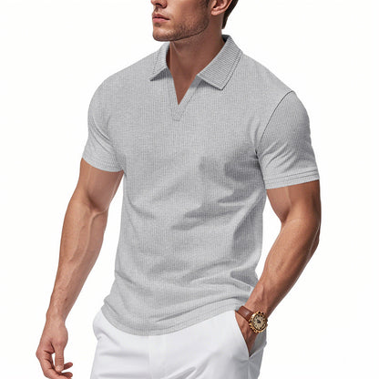 Herren Poloshirt Modern V-Ausschnitt Strukturiert