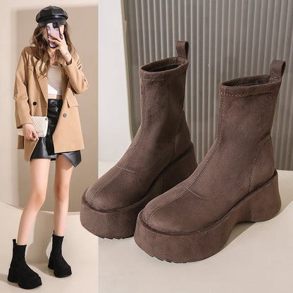 Damen Stiefel Ankle Boots Wildleder Bequem Leicht