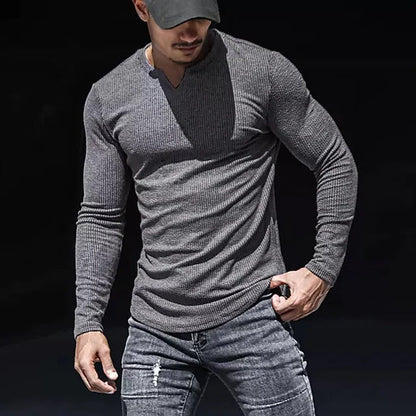 Herren Langarmshirt V-Ausschnitt Modern Style