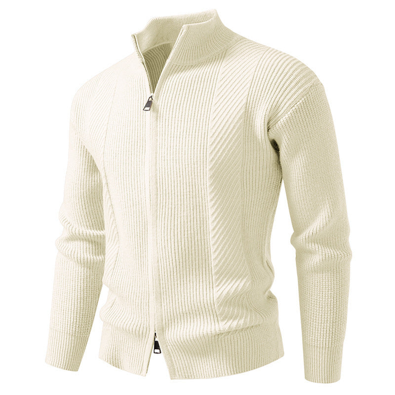 Herren Strickjacke Modern mit Stehkragen und Reißverschluss