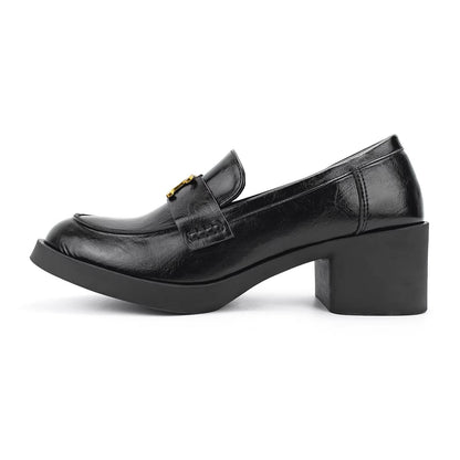 Damen Loafers Elegantes Design Blockabsatz Schnalle