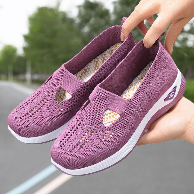 Damen Sneaker Bequem Luftig Strick Optik - BerlinGlamour