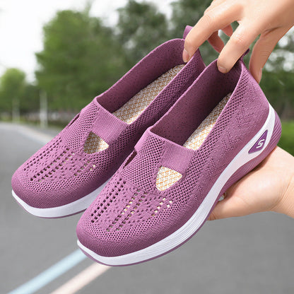 Damen Sneaker Bequem Luftig Strick Optik - BerlinGlamour