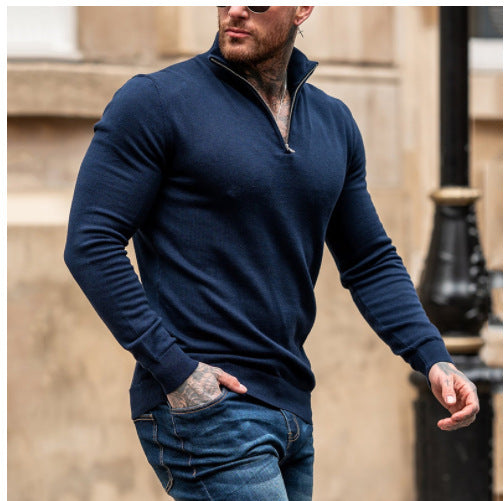 Herren Pullover Stehkragen Kurzreißverschluss Modern