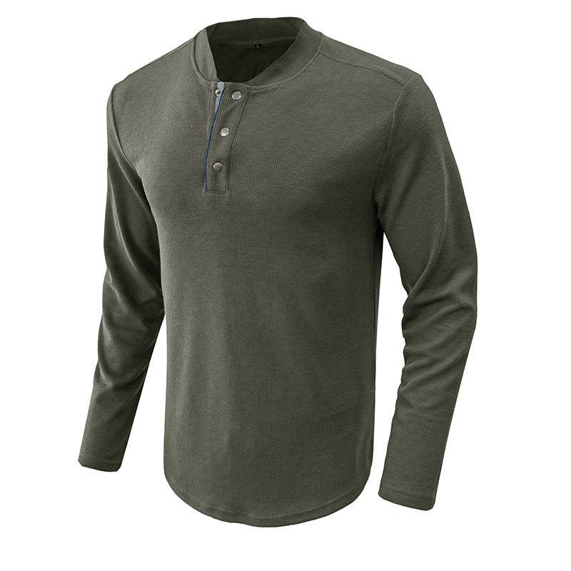 Herren Langarmshirt Gestreift Kragen Modern