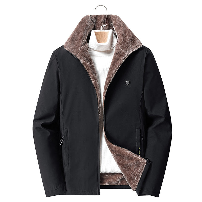 Herren Winterjacke Modisch Abnehmbar Isoliert Schwarz