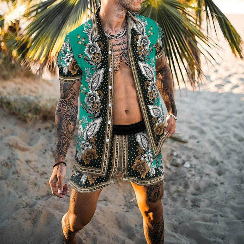 Herren Sommer Set Floral Gemustert Leicht Berlin Style