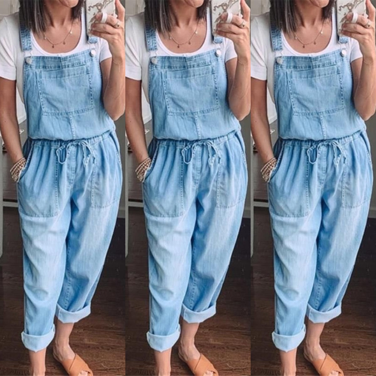 Damen Overall Denim Verstellbar Elegant
