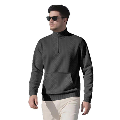 Herren Pullover Sportlich Stehkragen mit Taschen