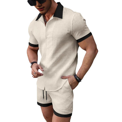 Herren Kurzarm Hemd Shorts Set Sommer Modisch