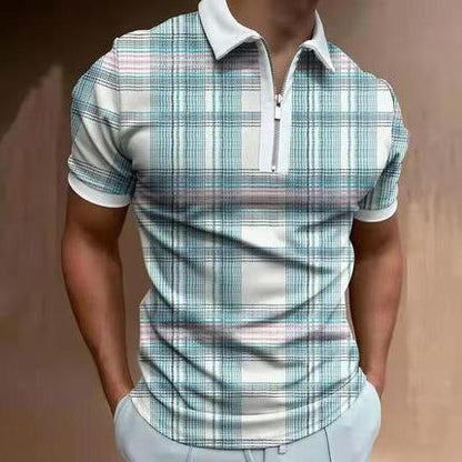 Herren Poloshirt Modern Stehkragen Reißverschluss Slim Fit