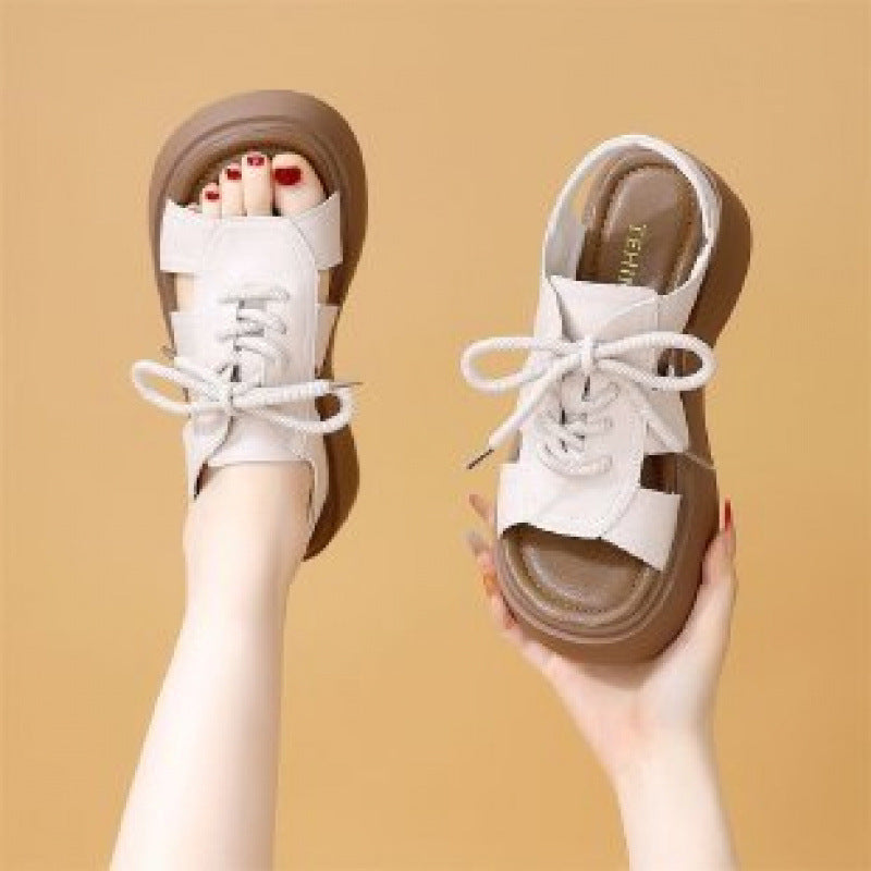 Damen Sandalen Sportlich Komfortabel Schnürsenkel