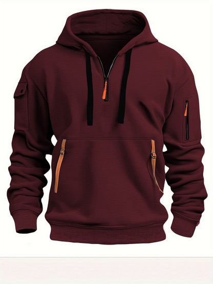 Herren Kapuzenpullover Funktional mit Reißverschlusstaschen Modern