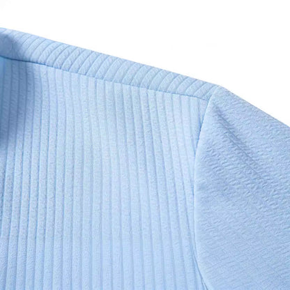 Herren Kurzarmhemd Modern Strukturiert Stehkragen Slimfit