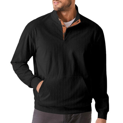 Herren Sweatpullover Stehkragen Kängurutasche Sportlich Modern