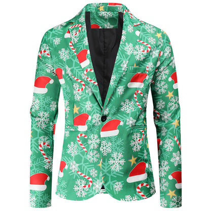 Herren Blazer Weihnachtlich Moderner Anzug Blazer
