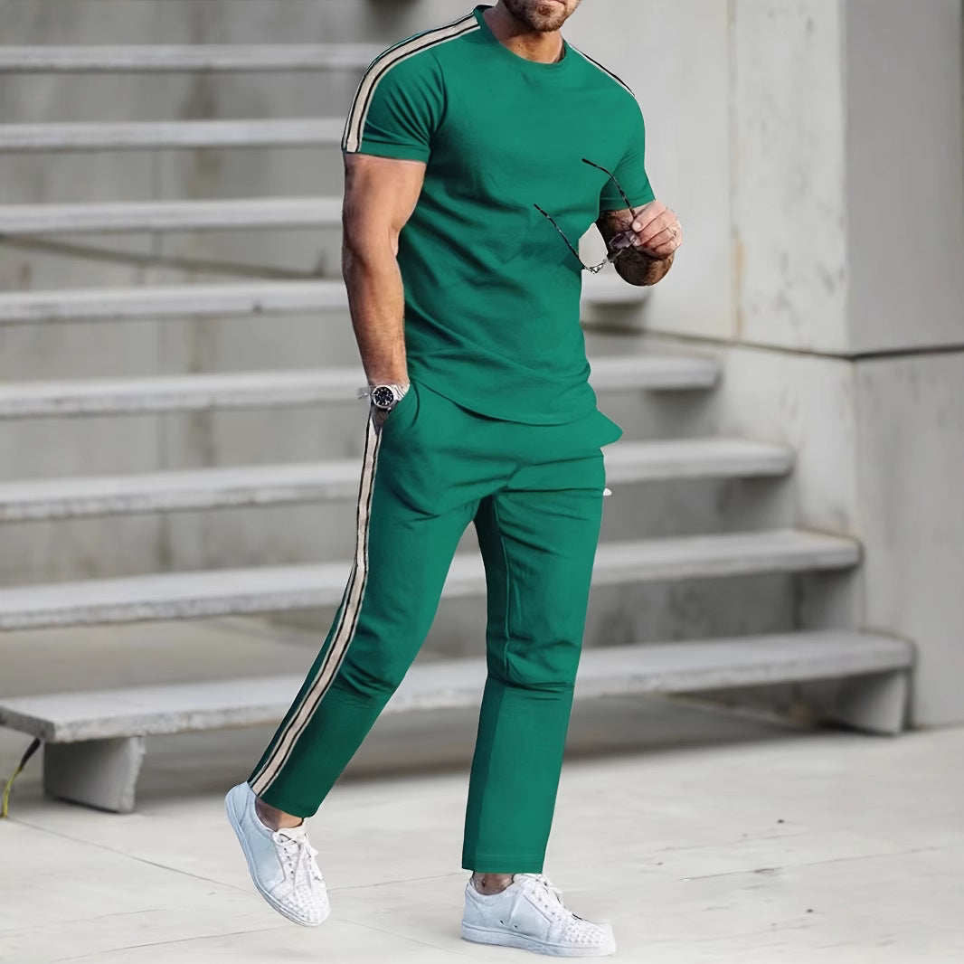 Herren Sportanzug Jogginghose Set mit Seitennähten modern