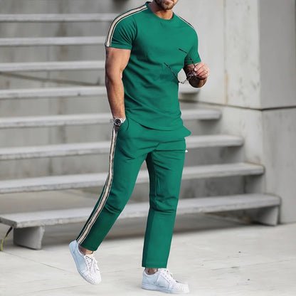 Herren Sportanzug Jogginghose Set mit Seitennähten modern