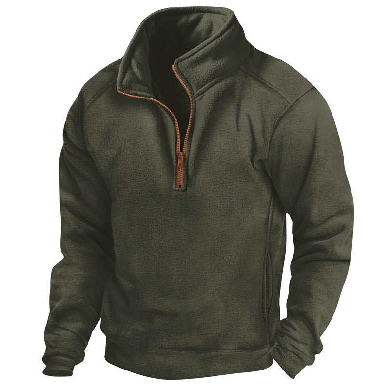 Herren Fleece Pullover Halbzipp mit Struktur Optik Modern