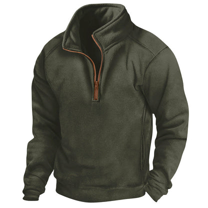 Herren Fleece Pullover Halbzipp mit Struktur Optik Modern