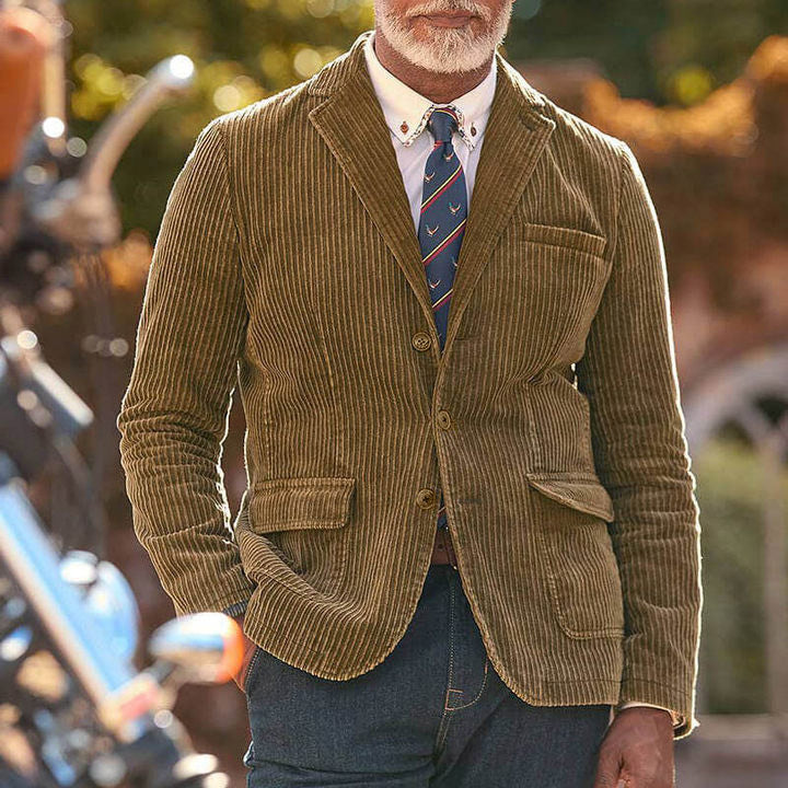 Herren Kordjacke Strukturiert Modern