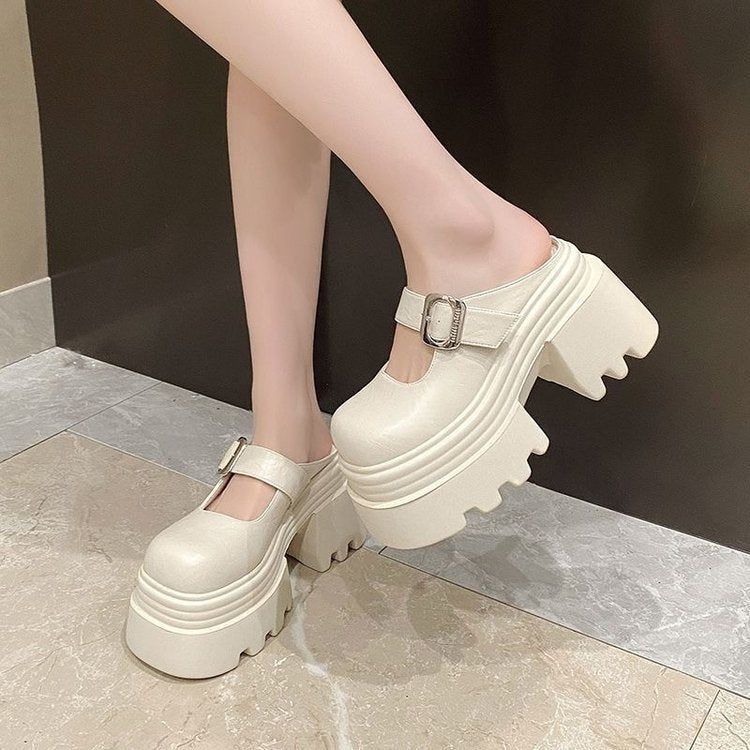 Damen Clogs Plateau Modisch Schnallenverschluss - BerlinGlamour