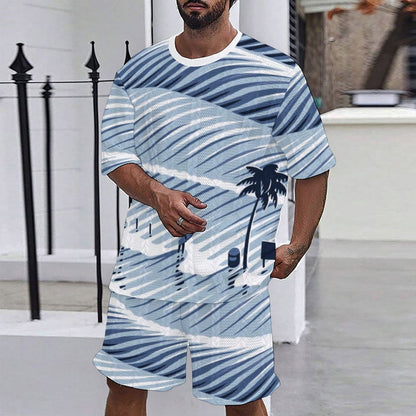 Herren Freizeitanzug Set Nautisch Marineblau Mit Anker Muster