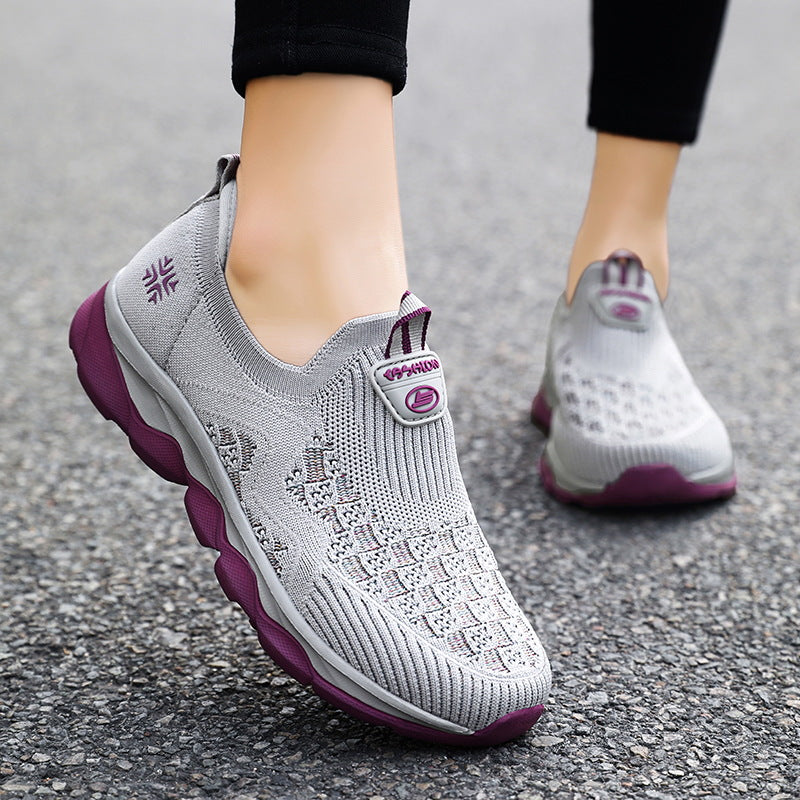 Damen Sneaker Atmungsaktiv Bequem Laufsohle Slip-On