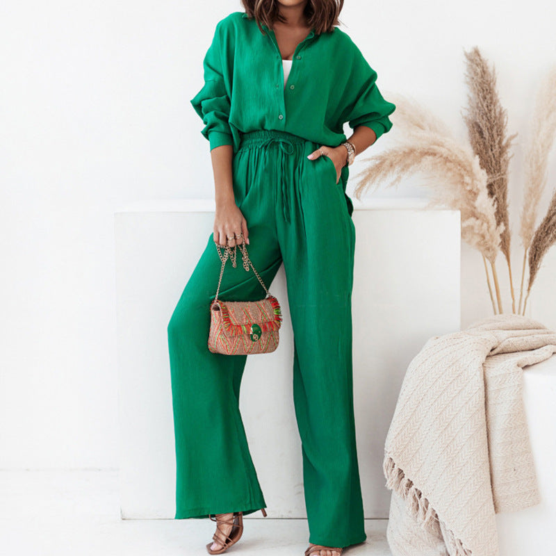 Damen Leinen Set Bluse und Hose Bequem