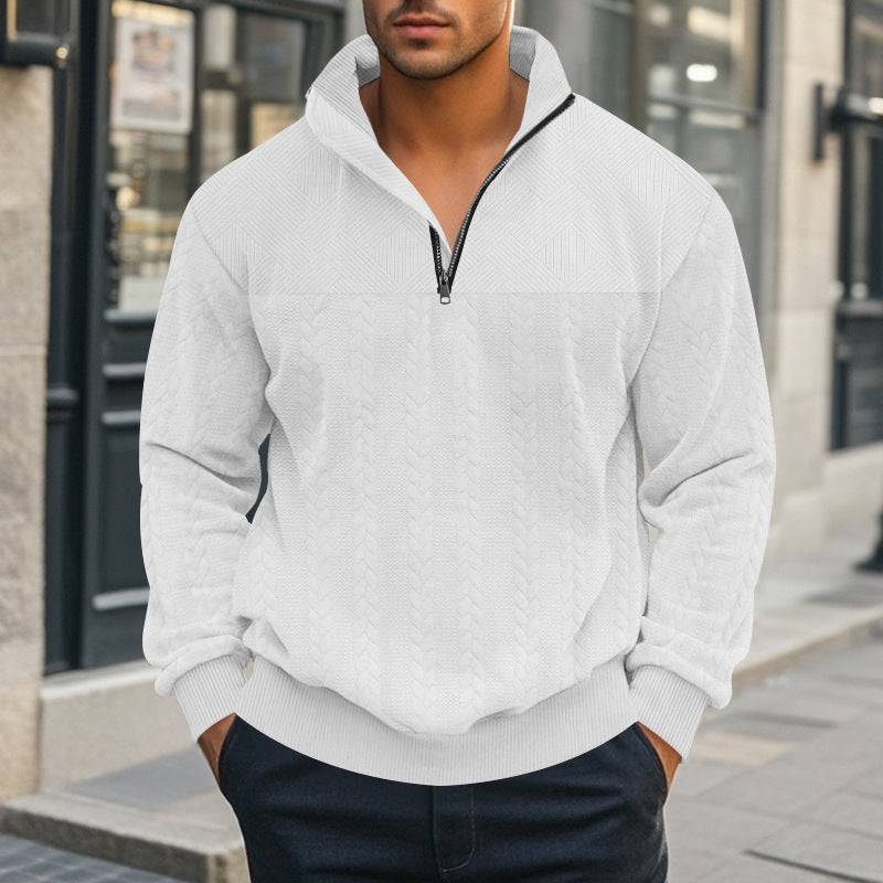 Herren Strickpullover Modern mit Reißverschluss Grau