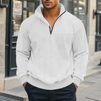 Herren Strickpullover Modern mit Reißverschluss Grau