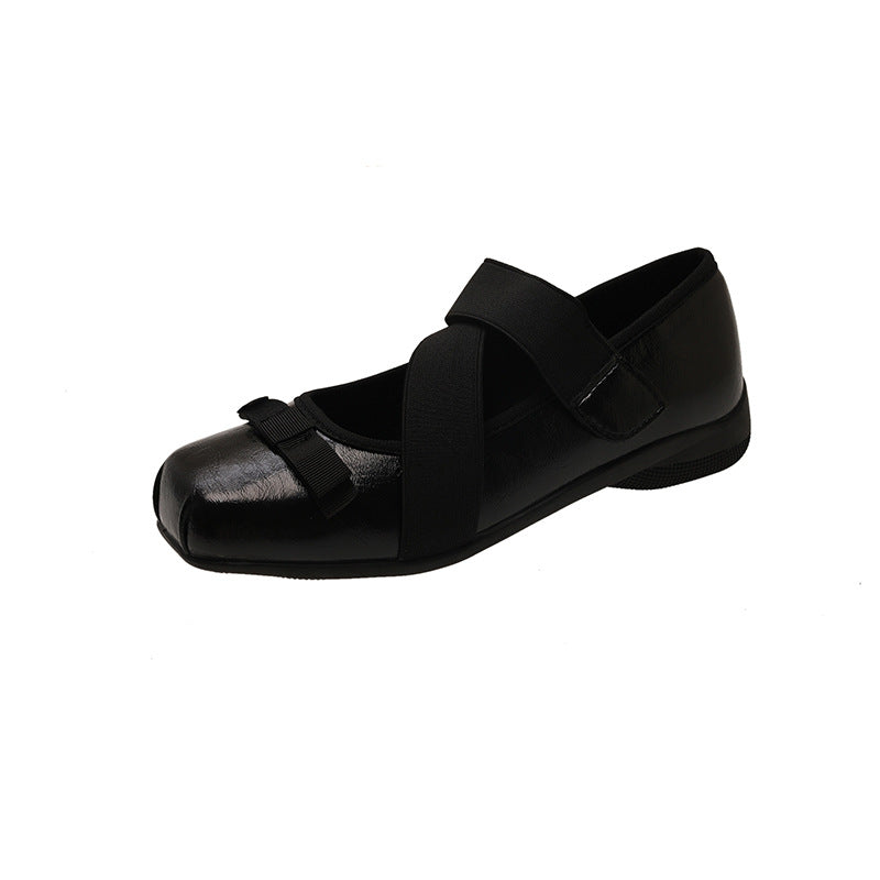 Damen Ballerinas Elastisch Schleifen Detail