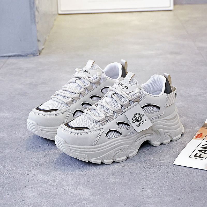 Damen Sneaker Sportlich Chunky Rutschfest Weiße