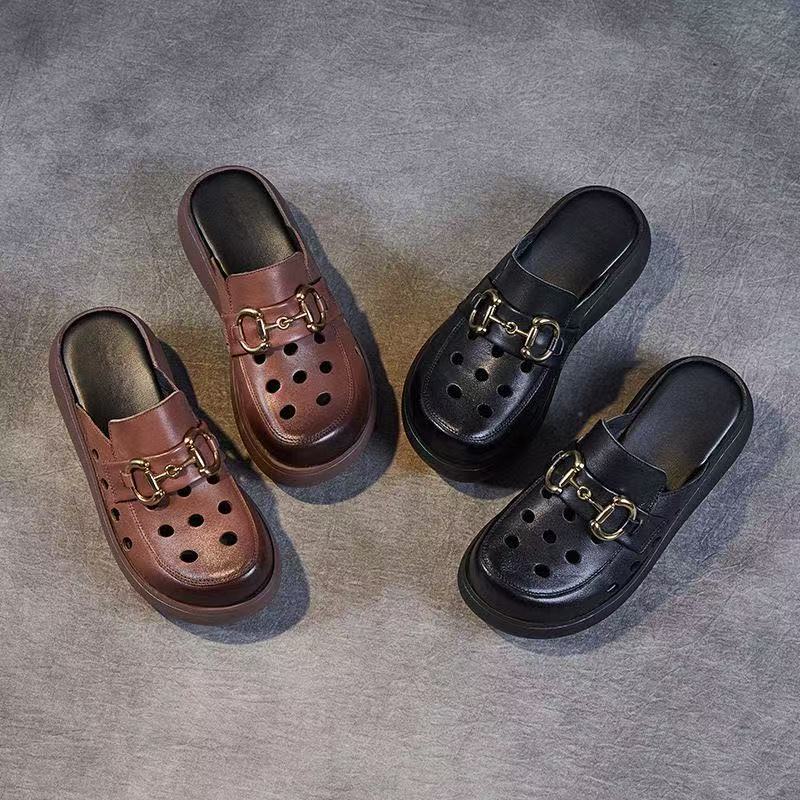Damen Clogs mit Schnallen Design Modern Schwarz