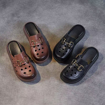 Damen Clogs mit Schnallen Design Modern Schwarz