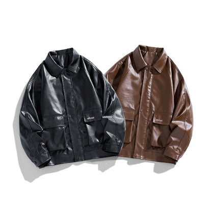 Herren Lederjacke Modern Schnitt mit Patenttaschen