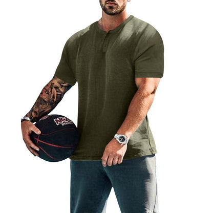 Herren Kurzarm-Shirt Baumwoll Mix Knopfdesign Casual
