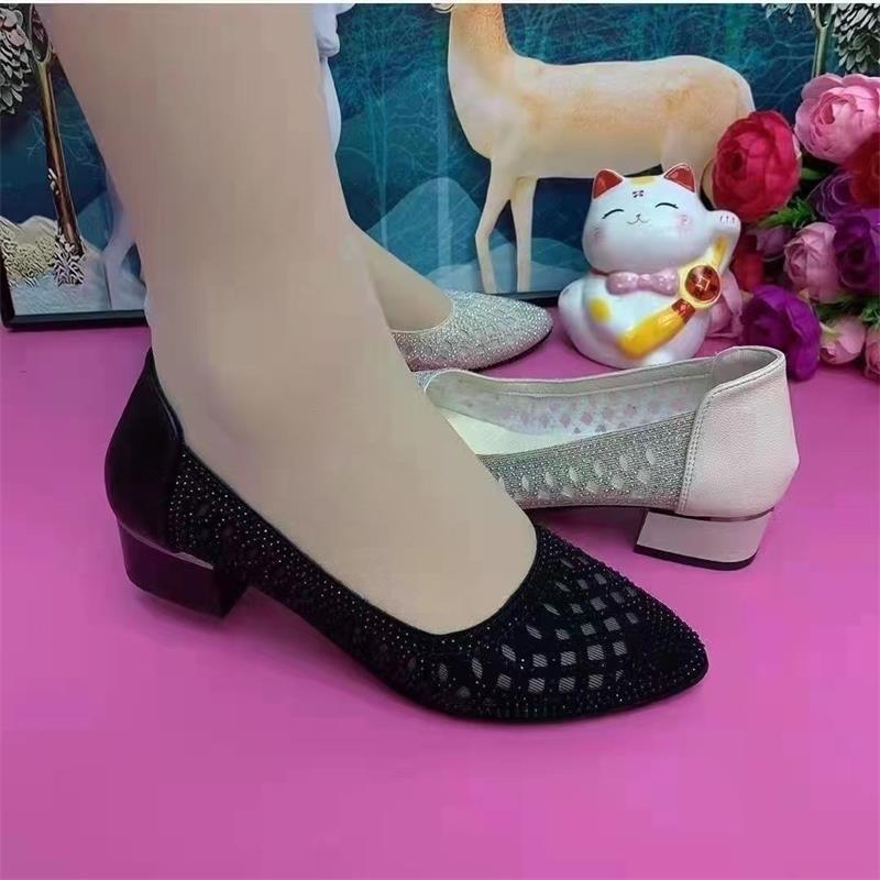 Damen Ballerinas mit Strass und Komfortabsatz Elegant