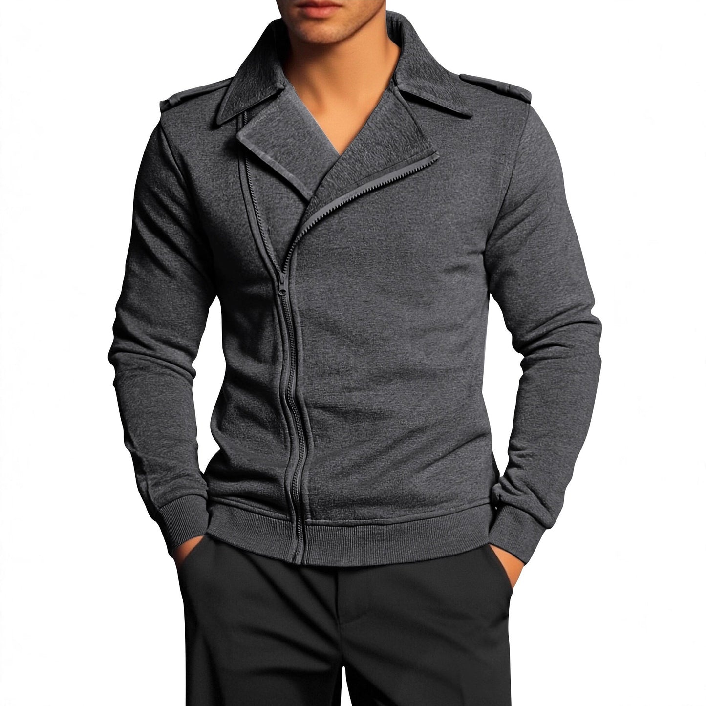 Lässige Herren Zipjacke Mit Kragen Modern - BerlinGlamour