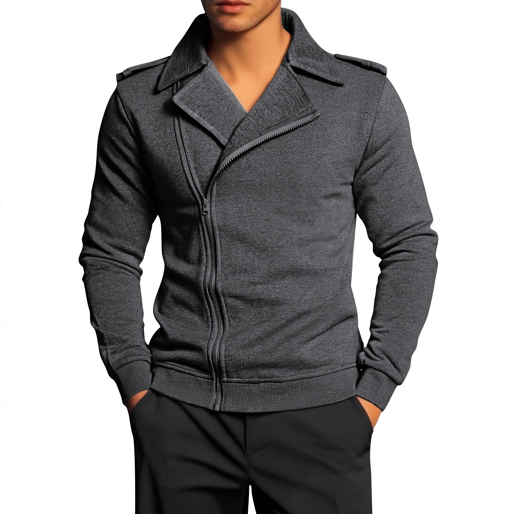 Lässige Herren Zipjacke Mit Kragen Modern - BerlinGlamour