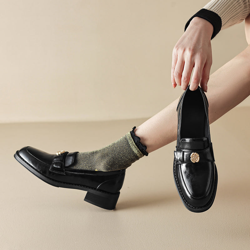 Damen Mokassins Elegante Schuhe mit Schnalle Komfortabel