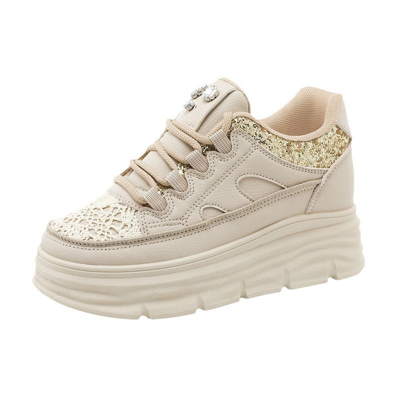 Damen Plateau Sneaker Glitzernd Ergonomisch Modisch