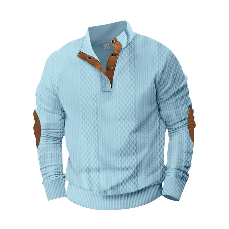 Herren Pullover Stehkragen Modern Leder Details
